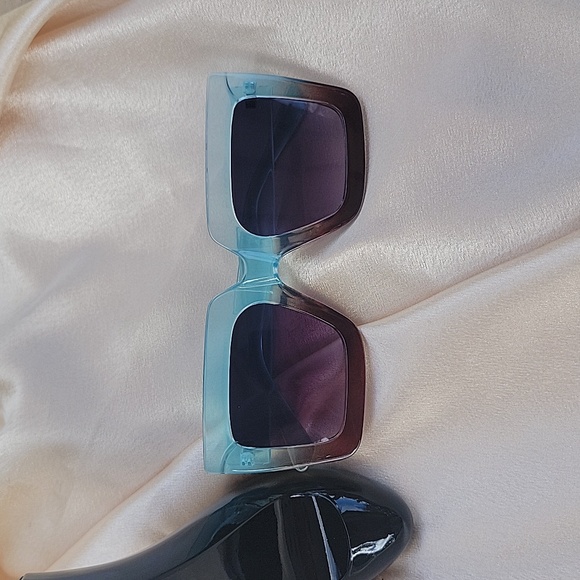Ombre Sunglasses Square Frame Beautiful Sunglasses Radiant Brown and Blue - Picture 11 of 14